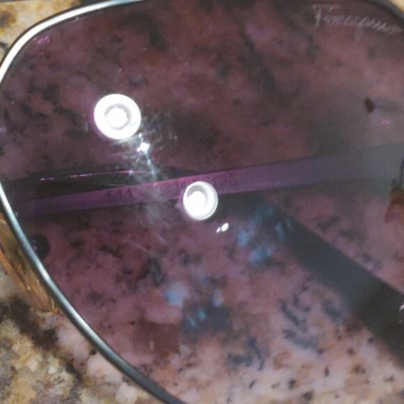 Ferragamo 511 Black Metal Aviator Sunglasses Purple Solid Color Lens - Picture 8 of 11